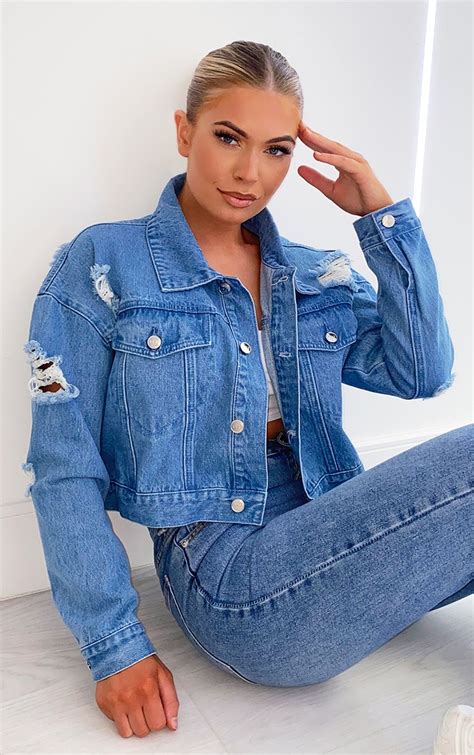 distressed blue jean jacket.